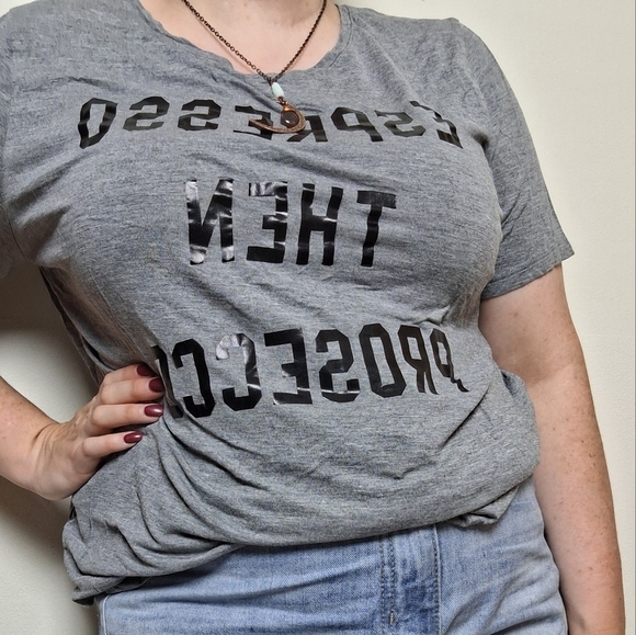 Old Navy Espresso Then Prosecco Gray Graphic Tee - Picture 1 of 7